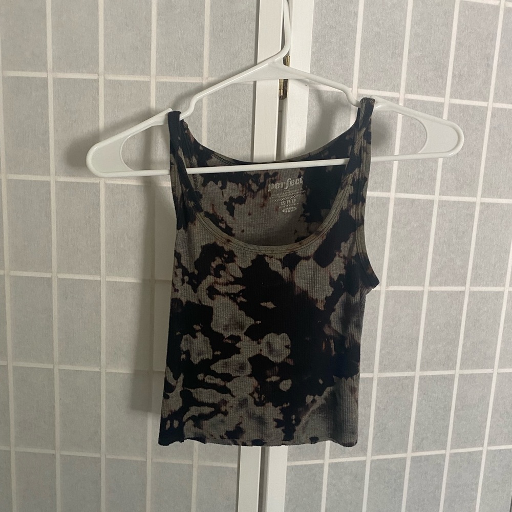 Black custom bleach dyed crop tank